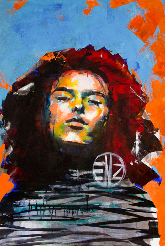 Woman in Orange and Blue